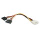 StarTech.com Adaptador Cable Divisor Molex 4 Pines a SATA - 2x Hembra SATA y 1x Macho LP4 PYO2LP4SATA